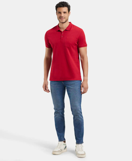 Jockey Cotton Rich Solid Half Sleeve Polo T-Shirt with Chest Pocket