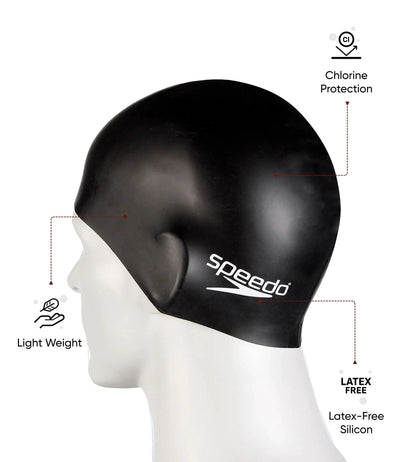 Speedo Unisex Silicone Swim Cap For Men and Women